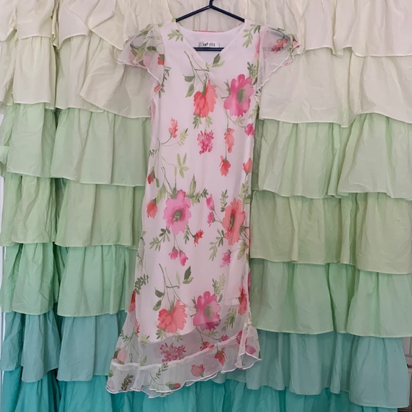 Spring is Here! Flutter Cap Sleeve and Asymmetrical Ruffle Hem - Picture 1 of 5
